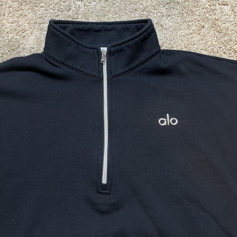 Alo Black Quarter Zip Accolade Pullover Mens Size Large Black - Picture 2 of 6